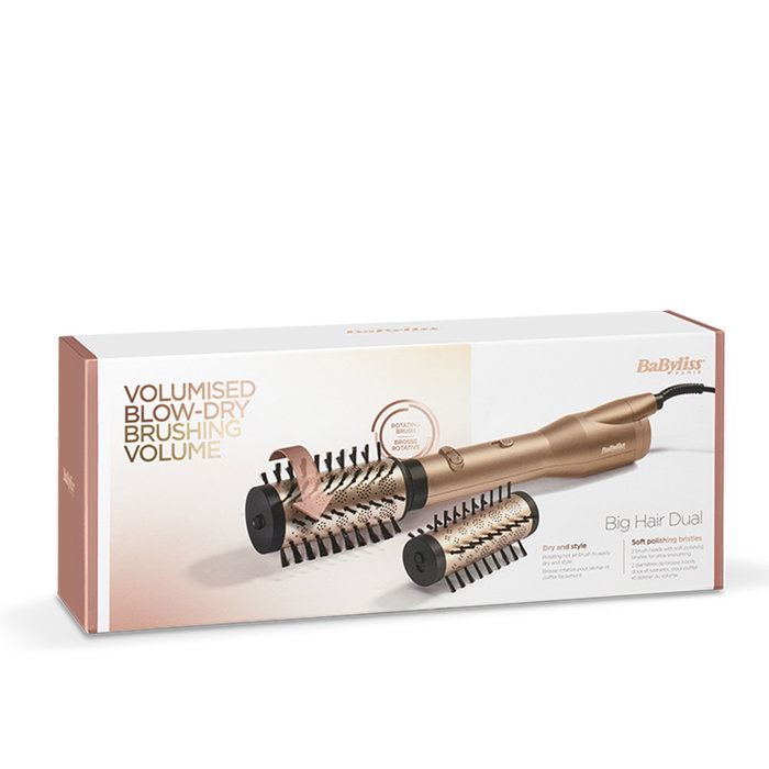 BaByliss Brosse Soufflante Rotative AS952E Big Hair Dual 650W - 2 Brosses Céramiques 50mm & 40mm - Volume, Mise en Forme, Brillance - Technologie Ionique