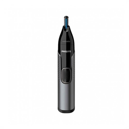Philips NT3650/16 Tondeuse Nez Oreilles Sourcils Recortador Poils, Technologie PrecisionTrim, Protection Peau, Lavable, Fonctionne Pile AA, Gris Noir