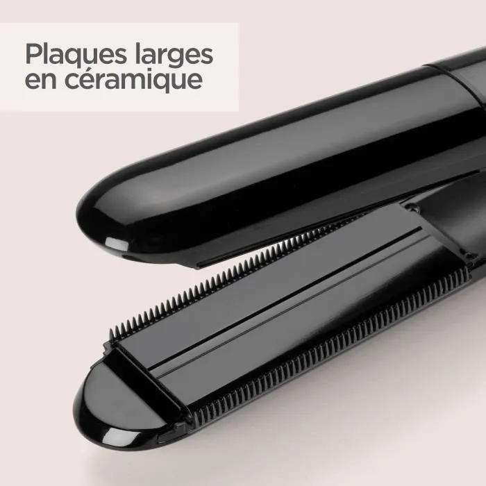 BaByliss ST492E Lisseur vapeur Steam Straight avec plaques XL en céramique et réservoir intégré 12ml - 5 températures 150-230°C