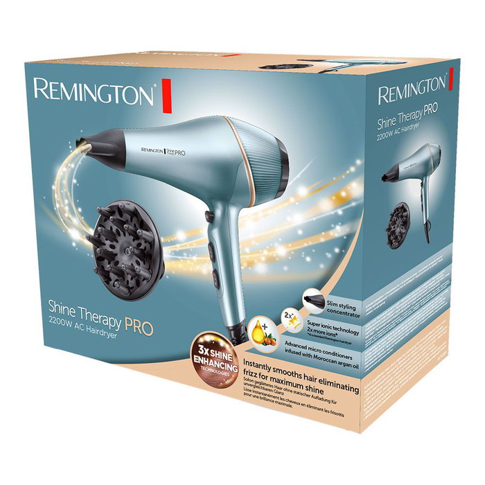 Remington Shine Therapy AC9300 Secateur Cheveux Ionique 2200W Triple Technologie Brillance Anti-Frisottis Air Froid Diffuseur