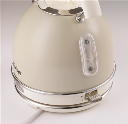 Ariete 2877/03 Bouilloire électrique Vintage 1,7L beige - Filtre anti-calcaire amovible, arrêt automatique, bec verseur, asa ergonomique