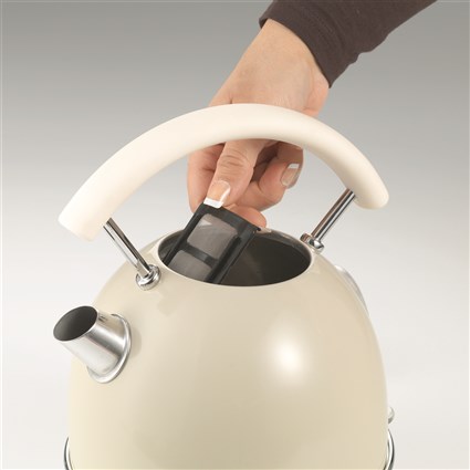 Ariete 2877/03 Bouilloire électrique Vintage 1,7L beige - Filtre anti-calcaire amovible, arrêt automatique, bec verseur, asa ergonomique