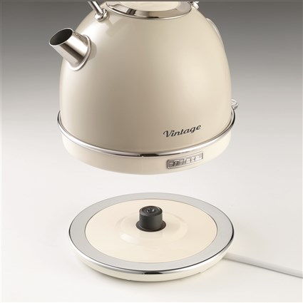 Ariete 2877/03 Bouilloire électrique Vintage 1,7L beige - Filtre anti-calcaire amovible, arrêt automatique, bec verseur, asa ergonomique