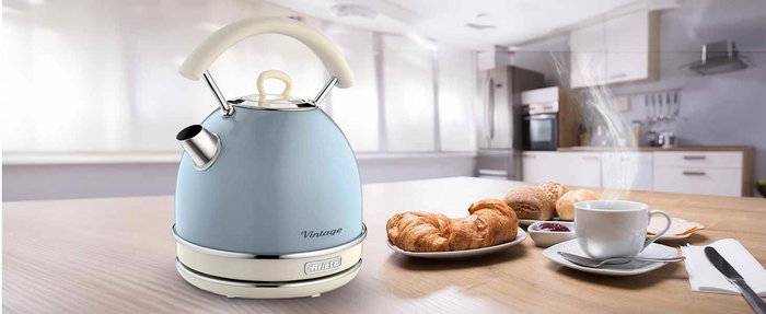 Ariete 2877/05 - Bouilloire vintage bleue 1,7 L - Design rétro avec filtre anti-calcaire amovible et système d'arrêt automatique
