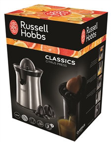 Russell Hobbs 22760-56 Exprimidor Classique, 60W, 2 Cônes Interchangeables à Rotation Automatique, Extrait Maximum de Jus