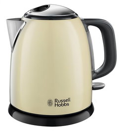 Russell Hobbs 24994-70 - Bouilloire électrique mini 1 litre - Design Coloris Plus+ - Couleur crème - Économe en énergie