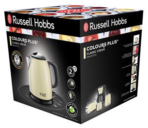 Russell Hobbs 24994-70 - Bouilloire électrique mini 1 litre - Design Coloris Plus+ - Couleur crème - Économe en énergie Russell Hobbs 24994-70 - Bouilloire électrique mini 1 litre - Design Coloris Plus+ - Couleur crème - Économe en énergie