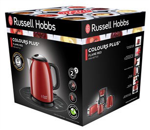 Russell Hobbs 24992-70 - Hervoir électrique Mini Colours Plus+, 1 litre, rouge - Design compact, économie d'énergie