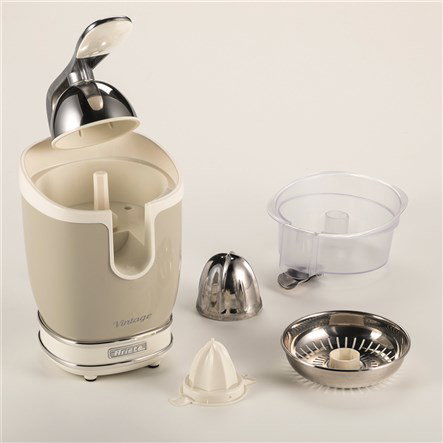 Ariete 413/03 Exprimieur vintage avec 2 cônes en métal chromé - Finition beige, manuelle à pression pour jus concentré sans oxydation