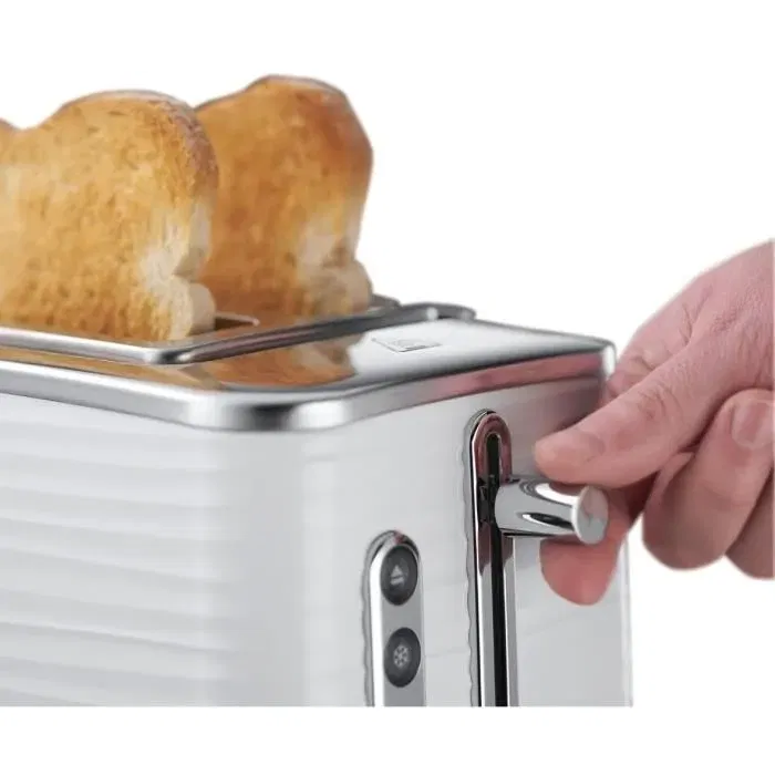 Russell Hobbs 24370-56 Inspire XL Grille-pain Blanc - Contrôle du dorage, Décongélation, Réchauffage, Chauffage - Puissance 1050W, Fentes larges
