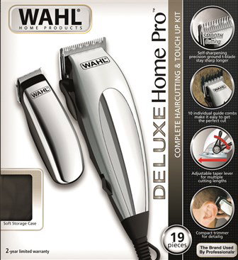 Wahl Home Pro Deluxe - Tondeuse à cheveux avec mini-rasoir et levier ajustable - Lame en métal haute teneur en carbone et 8 guides de coupe de 3 à 25 mm Wahl Home Pro Deluxe - Tondeuse à cheveux avec mini-rasoir et levier ajustable - Lame en métal haute teneur en carbone et 8 guides de coupe de 3 à 25 mm
