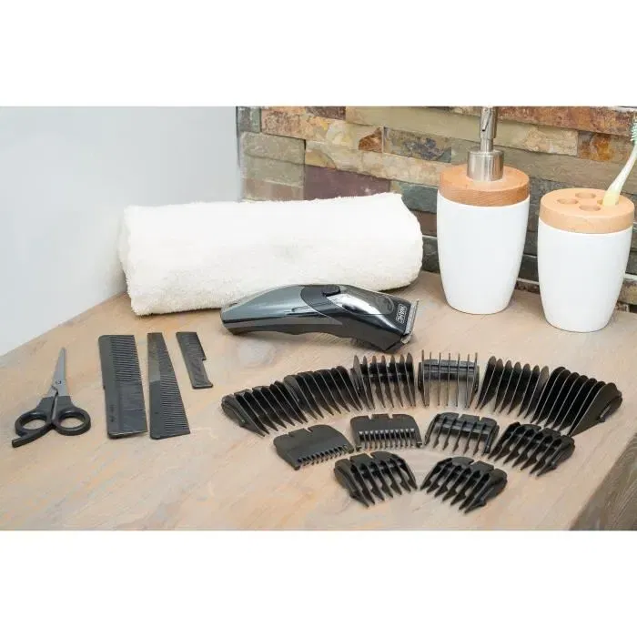 Wahl Tondeuse Cheveux et Barbe Rechargeable 3.5 W avec 10 Sabots (1.5 a 25 mm) - Autonomie 40 min - Noir - Accessoires Complets
