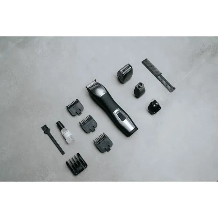 Wahl Groomsman Pro - Tondeuse à Barbe et Moustache Rechargeable 2,4 V - Autonomie 60 min - Avec 6 Sabots et Accessoires - Noir Argent