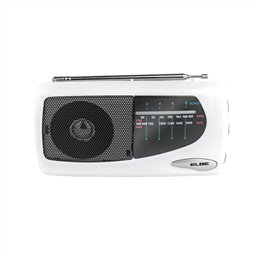 Radio portative Elbe RF-52-SOB en blanc avec tuner analogique FM/AM, haut-parleur intégré et antenne télescopique