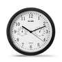 Elbe RP-1005-N Horloge Murale avec Thermomètre et Hygromètre, Cadran Blanc et Chiffres Noirs, 25 cm de Diamètre