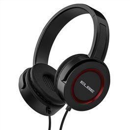 Elbe AU-813-NR Casque audio avec micro noir et rouge, design ergonomique et ajustable, léger et confortable pour de longues sessions