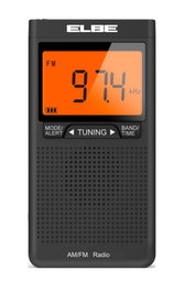Elbe RF-94 Radio numérique AM/FM portable avec grand écran rétroéclairé, casque inclus, mémoire pour 40 stations