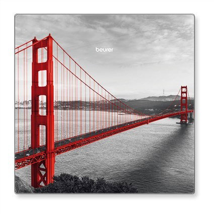Beurer GS-215 San Francisco Pèse-personne digital en verre avec impression décorative et écran LCD - Capacité 180 kg