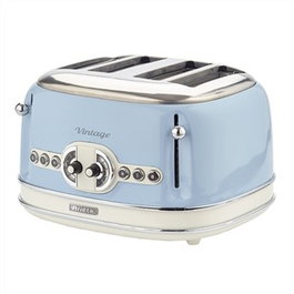 Ariete 156/05 - Grille-pain 4 fentes, 6 niveaux de browning, fonctions décongélation et réchauffage, avec tiroir à miettes amovible, Bleu