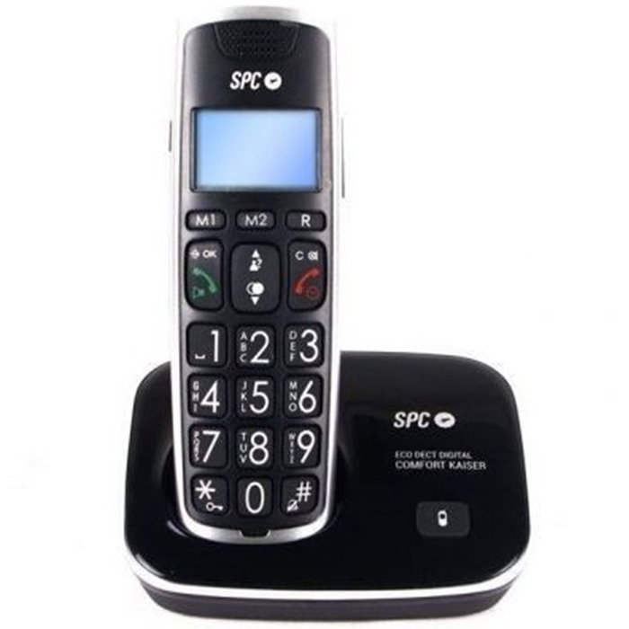 SPC 7608N Téléphone DECT Confort Kaiser Noir - Son Amplifié pour Personnes Âgées