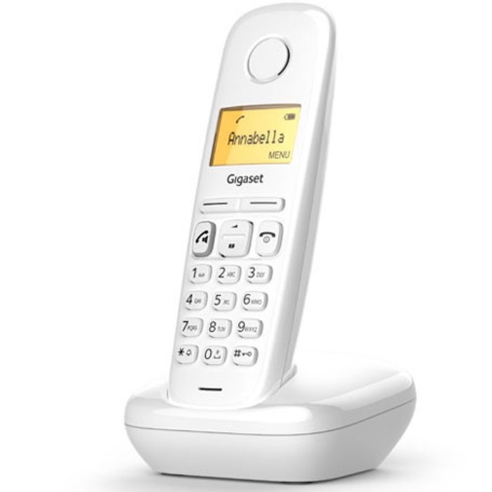 Gigaset A270 Téléphone Fixe Sans Fil DECT Blanc avec Répertoire 50 Contacts et Fonction Mains Libres