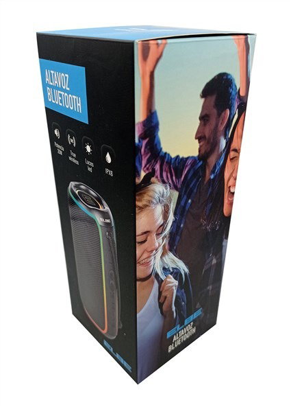 Elbe ALT-N12-TWS Haut-parleur Bluetooth Portable 20W, Noir, IPX6 Résistant à l'eau, Lumières LED, Fonction TWS pour Son Stéréo