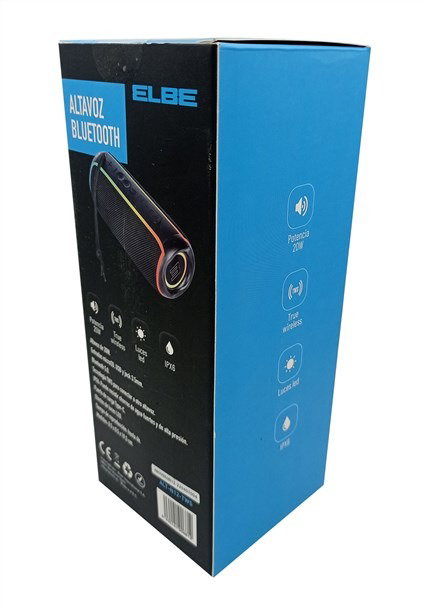 Elbe ALT-N12-TWS Haut-parleur Bluetooth Portable 20W, Noir, IPX6 Résistant à l'eau, Lumières LED, Fonction TWS pour Son Stéréo