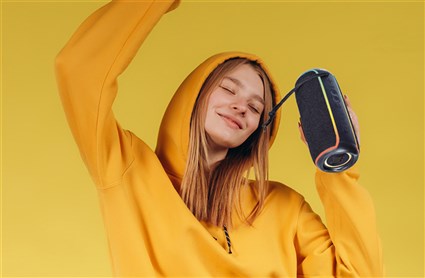 Elbe ALT-N12-TWS Haut-parleur Bluetooth Portable 20W, Noir, IPX6 Résistant à l'eau, Lumières LED, Fonction TWS pour Son Stéréo