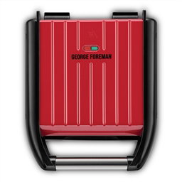 George Foreman 25030-56 Grill Électrique Compact Rouge Antiadhésif, Élimine Jusqu'à 42% de Graisse, Plaques à Nettoyage Facile et Récupérateur de Graisses