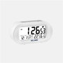 Elbe RD-009-B Réveil voyage avec thermomètre et hygromètre - Écran 9 cm rétroéclairé, fonction snooze - Blanc