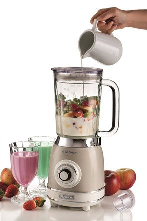 Ariete 583/03 Batidora de Vaso Vintage Beige - Blender avec Verre Résistant, 4 Lames Acier et 4 Vitesses pour Smoothies