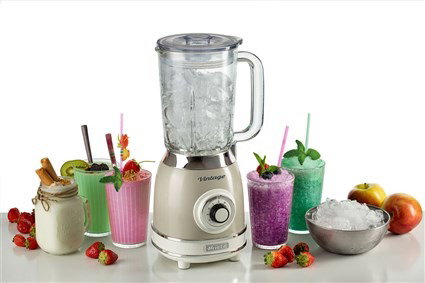 Ariete 583/03 Batidora de Vaso Vintage Beige - Blender avec Verre Résistant, 4 Lames Acier et 4 Vitesses pour Smoothies