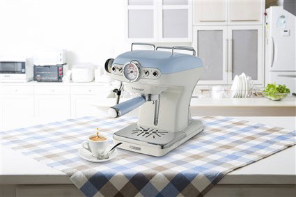 Ariete Cafetière Expresso Vintage 1389/15 Bleue, Double Porta Filtre, 900 W, Rétro, Machine à Café avec Design Ancien et Réservoir d'Eau