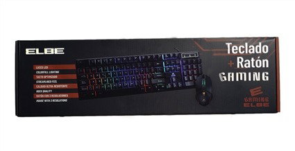 ELBE PTR-103-G Pack Clavier et Souris Gaming avec LED RGB, Câble, Rétroéclairage, 104 Touches et Souris à DPI Réglable