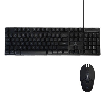 ELBE PTR-103-G Pack Clavier et Souris Gaming avec LED RGB, Câble, Rétroéclairage, 104 Touches et Souris à DPI Réglable