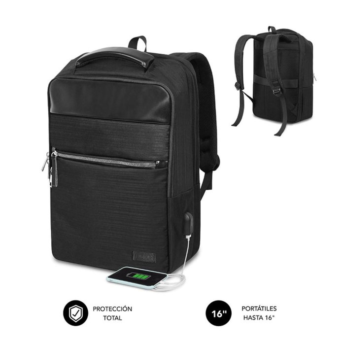 Subblim Mochila Business V2 AP Portatil Noir 16 pouces Sac à dos ordinateur avec port USB Subblim Mochila Business V2 AP Portatil Noir 16 pouces Sac à dos ordinateur avec port USB