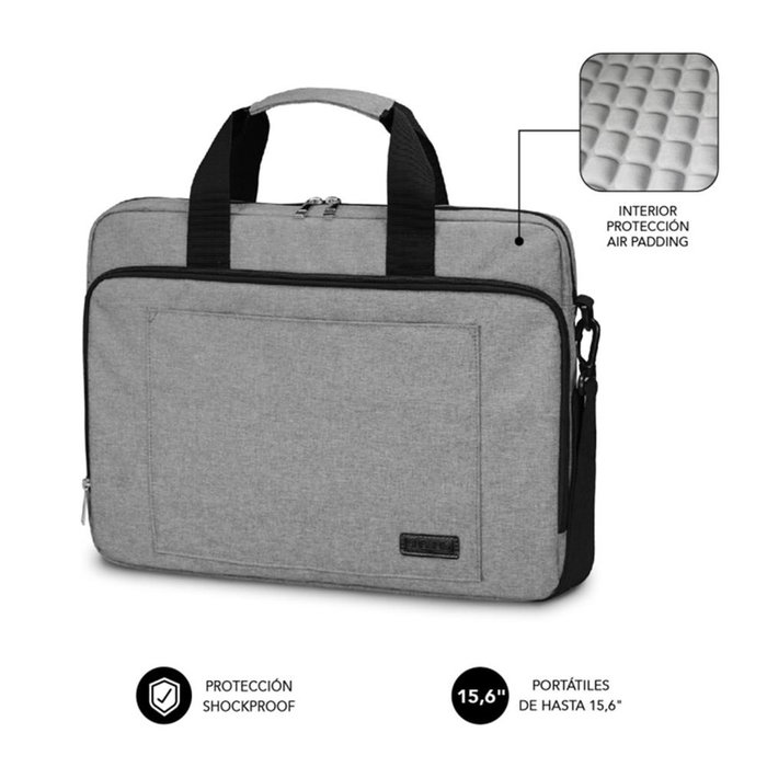 Subblim Mallette Ordinateur Portable Air Padding 15.6 Pouces Sacoche de Transport avec Protection Antichoc, Gris