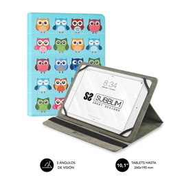 Subblim Housse Trendy Case Universelle pour Tablette 10.1 Pouces, Folio avec Support 3 Angles, Hiboux, Silicone