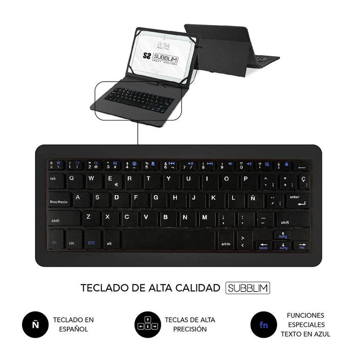 Housse pour Tablette et Clavier Subblim SUBKT1USB001 Noir Espagnol Qwerty