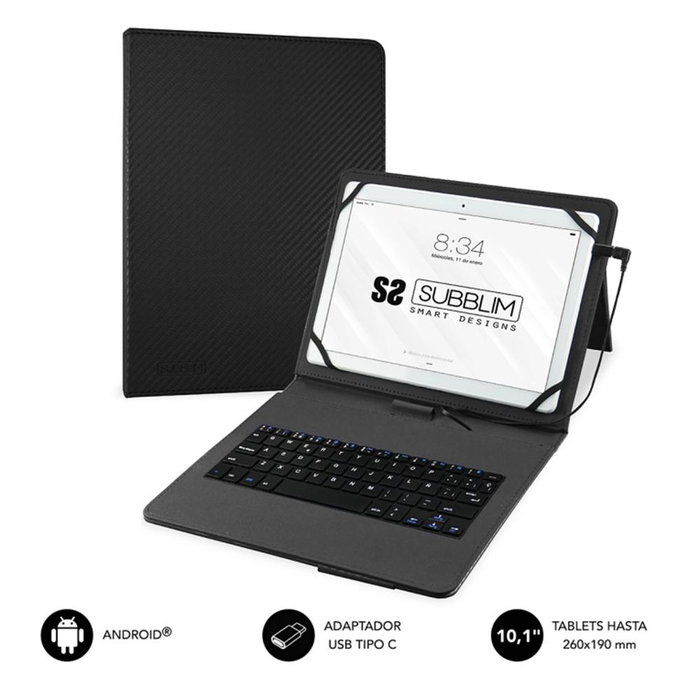 Subblim Funda avec Clavier pour Tablette 10.1 Pouces, Clavier QWERTY Espagnol, Connectivité Micro USB, Protection Résistant aux Chocs, Noir Subblim Funda avec Clavier pour Tablette 10.1 Pouces, Clavier QWERTY Espagnol, Connectivité Micro USB, Protection Résistant aux Chocs, Noir