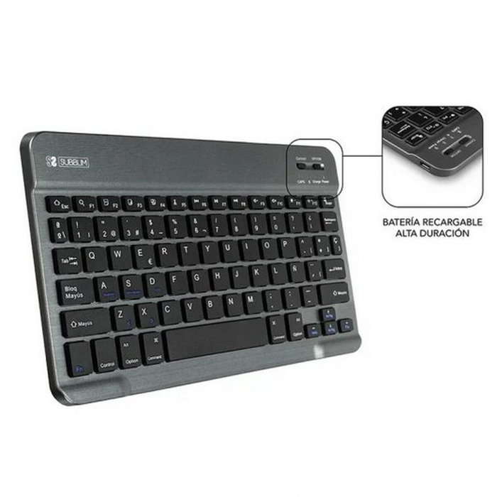 Housse pour Tablette et Clavier Subblim SUB-KT2-BT0001 Noir Gris Espagnol Qwerty
