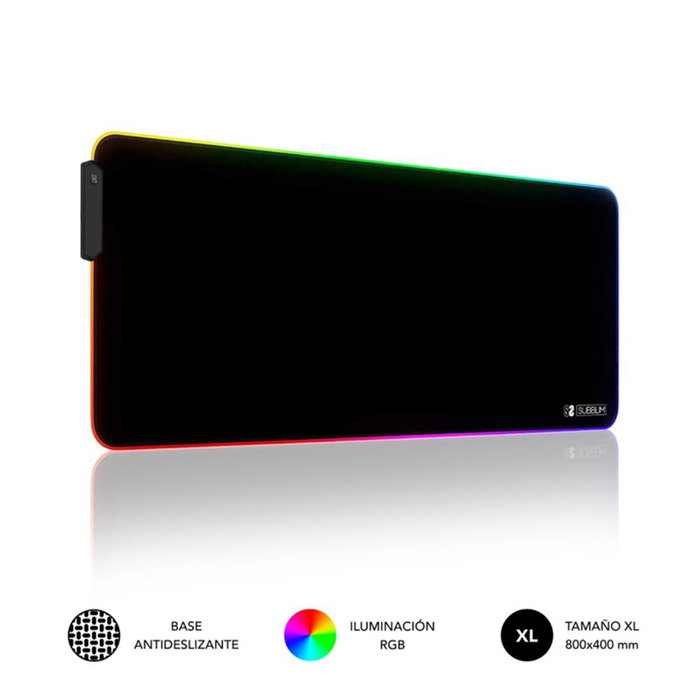 Subblim Tapis de Souris XL RGB LED 800x300x4 mm, Grand Mouse Pad Premium avec Éclairage Multicolore, Surface Imperméable, Base Antiglisse, pour Jeux et Bureau Subblim Tapis de Souris XL RGB LED 800x300x4 mm, Grand Mouse Pad Premium avec Éclairage Multicolore, Surface Imperméable, Base Antiglisse, pour Jeux et Bureau
