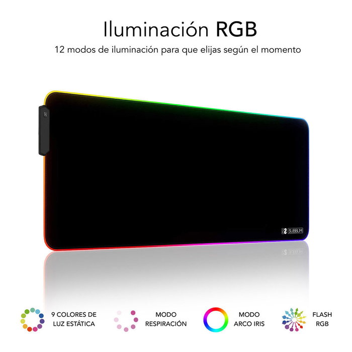 Tapis de Souris Subblim SUBMP-02RGB01 Noir Multicouleur