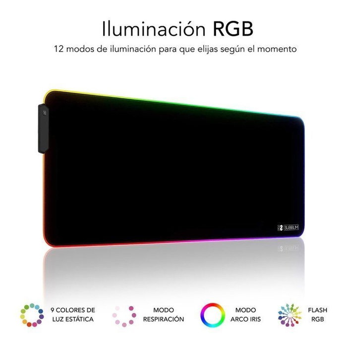 Tapis de Souris Subblim SUBMP-02RGB01 Noir Multicouleur