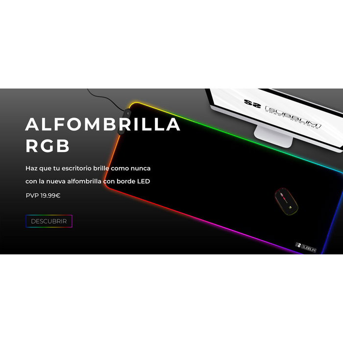 Tapis de Souris Subblim SUBMP-02RGB01 Noir Multicouleur