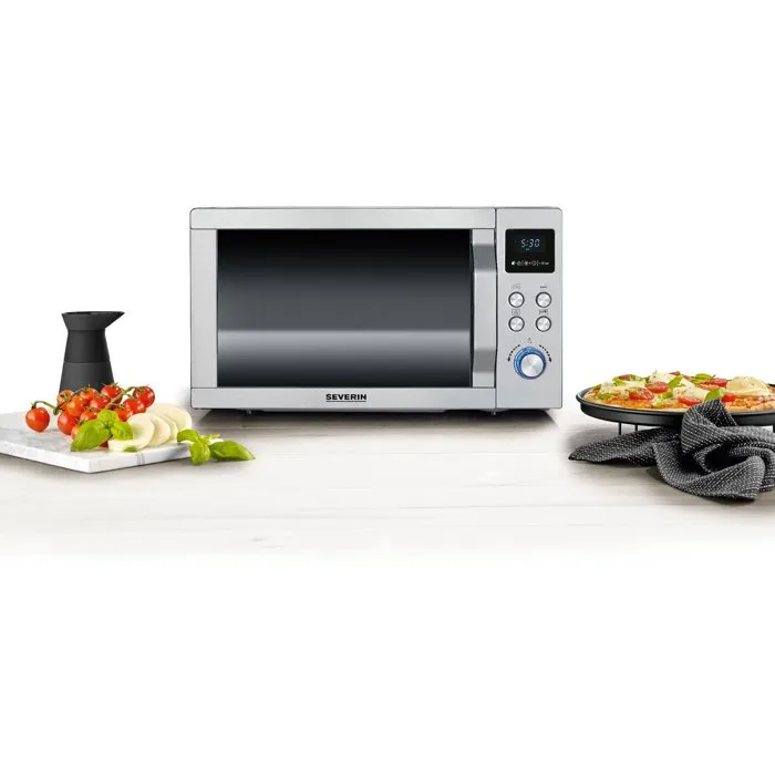 SEVERIN MW 7774 Micro-ondes combiné 3 en 1 Inox 25 L Gril Chaleur tournante