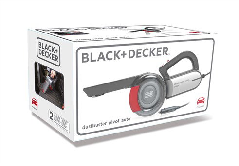Black+Decker PV-1200-AV Aspirateur de voiture 12V cyclonique avec câble de 5m et tête pivotante, nettoyage facilité