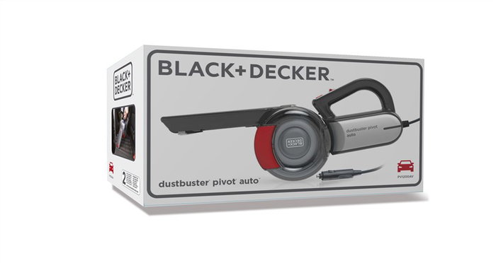 Black+Decker PV-1200-AV Aspirateur de voiture 12V cyclonique avec câble de 5m et tête pivotante, nettoyage facilité