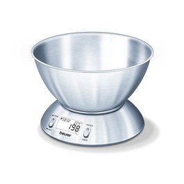 Beurer KS-54 Balance de cuisine en acier inoxydable avec grand bol - Thermomètre intégré, fonction tare et minuterie