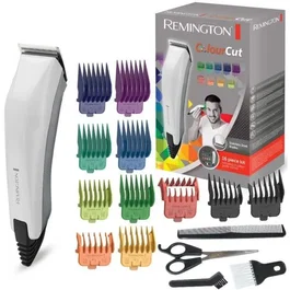 Remington HC5035 Tondeuse à Cheveux Homme avec 11 Sabots Colorés, Lames Acier Inox Auto-Affûtées (0.5-25 mm), Coffret avec Peigne, Ciseaux et Brosses